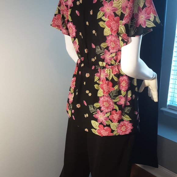 VINTAGE FLORAL CROP PANTS SET by OSCAR de la RENTa - Picture 8 of 13